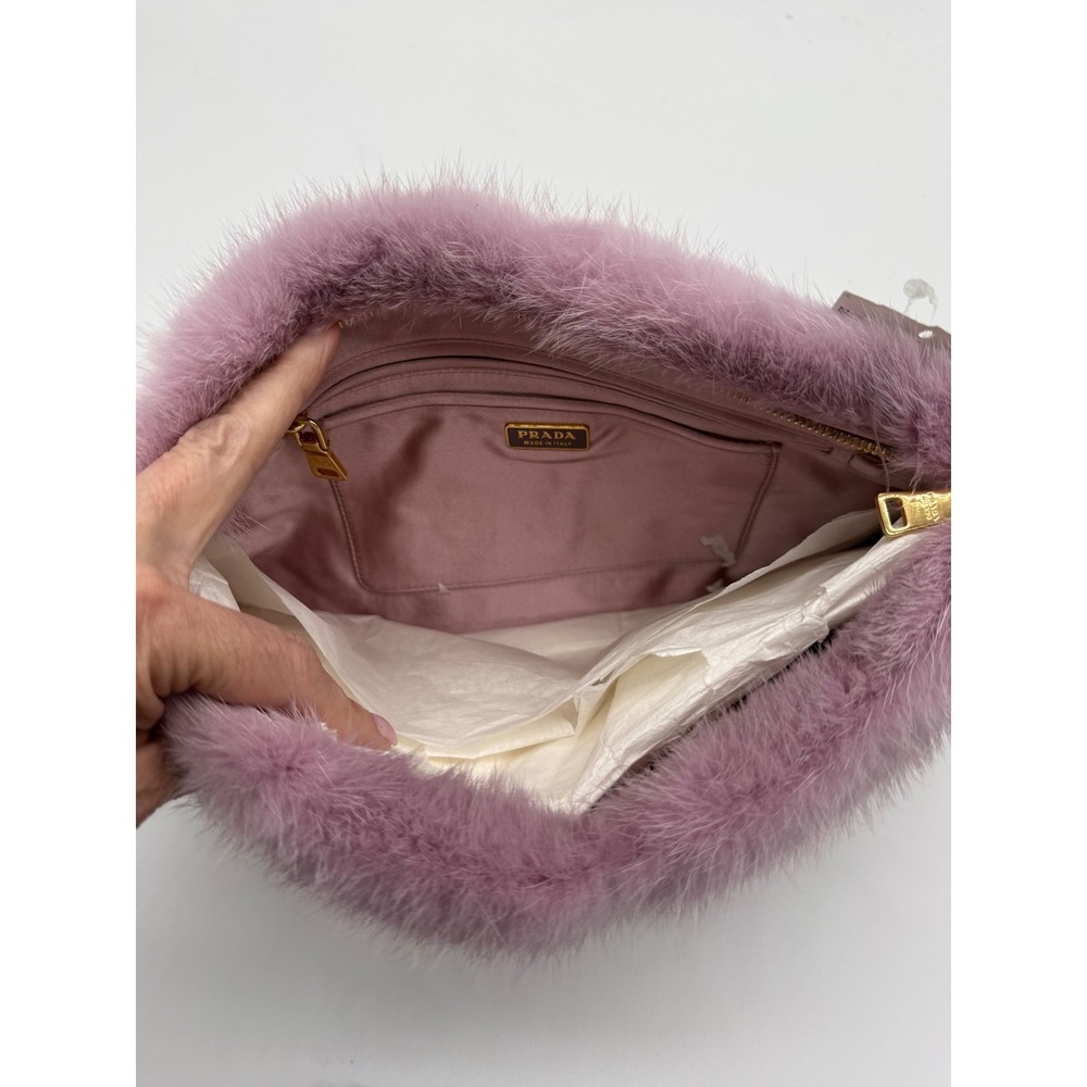 Prada Visone Mink Fur Clutch Pochette Primula & Bianco Floral‎ - Picture 5 of 7